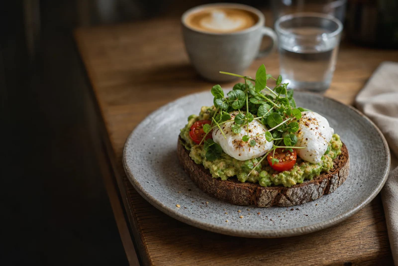 Avocado toast og kaffe