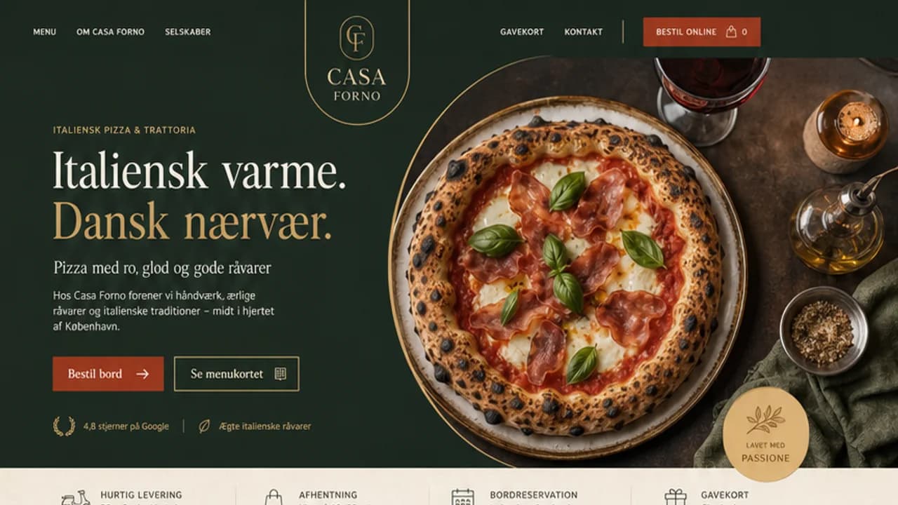 En rigtig Smaqly-bestillingsside med restaurantens eget design