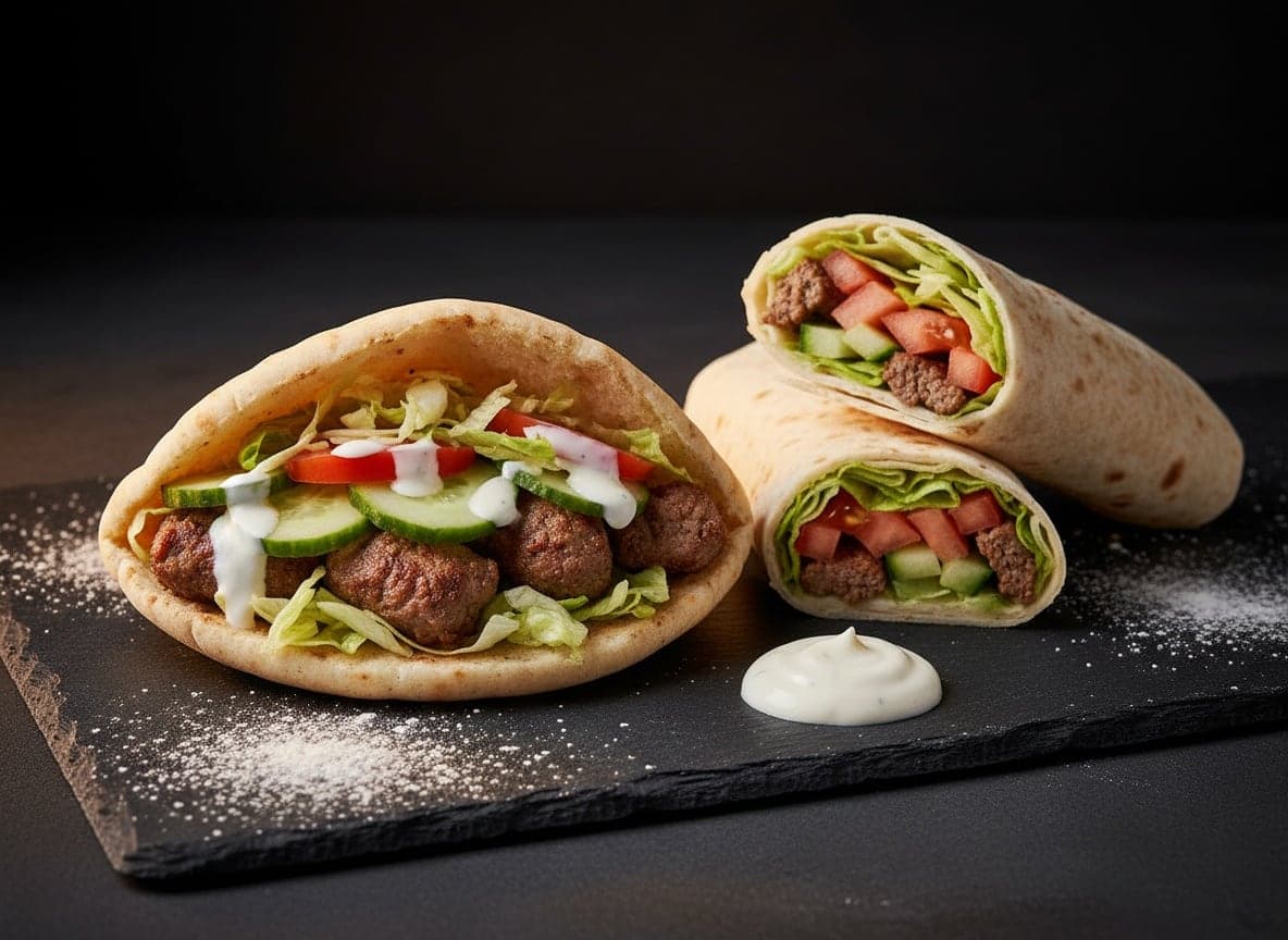 Pita/rulle med oksekød