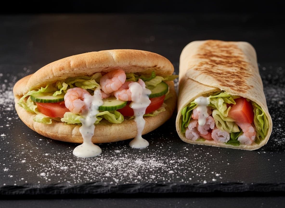 Pita/rulle med rejer