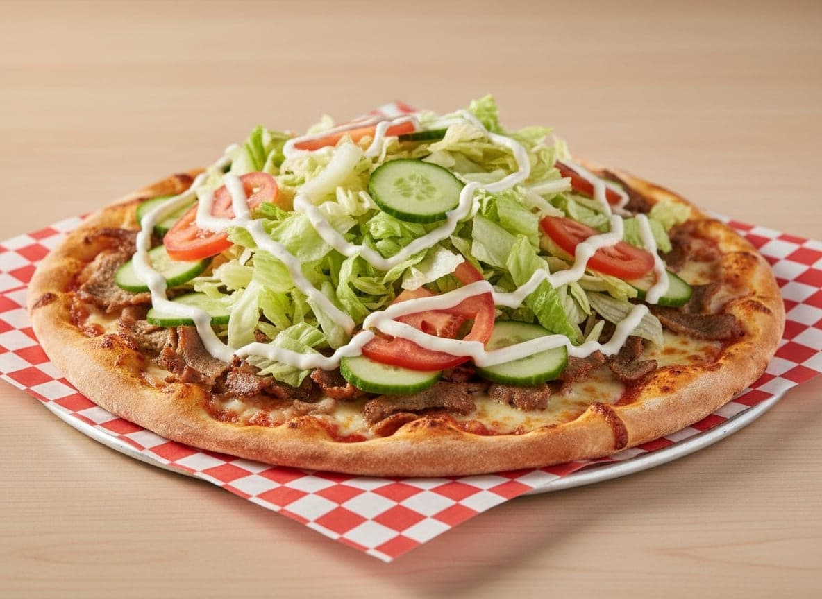 Salatpizza med kebab