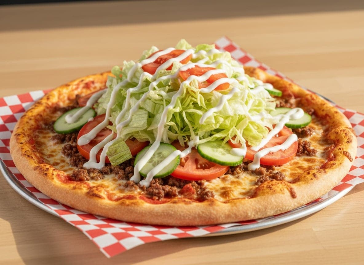 Salatpizza med oksekød