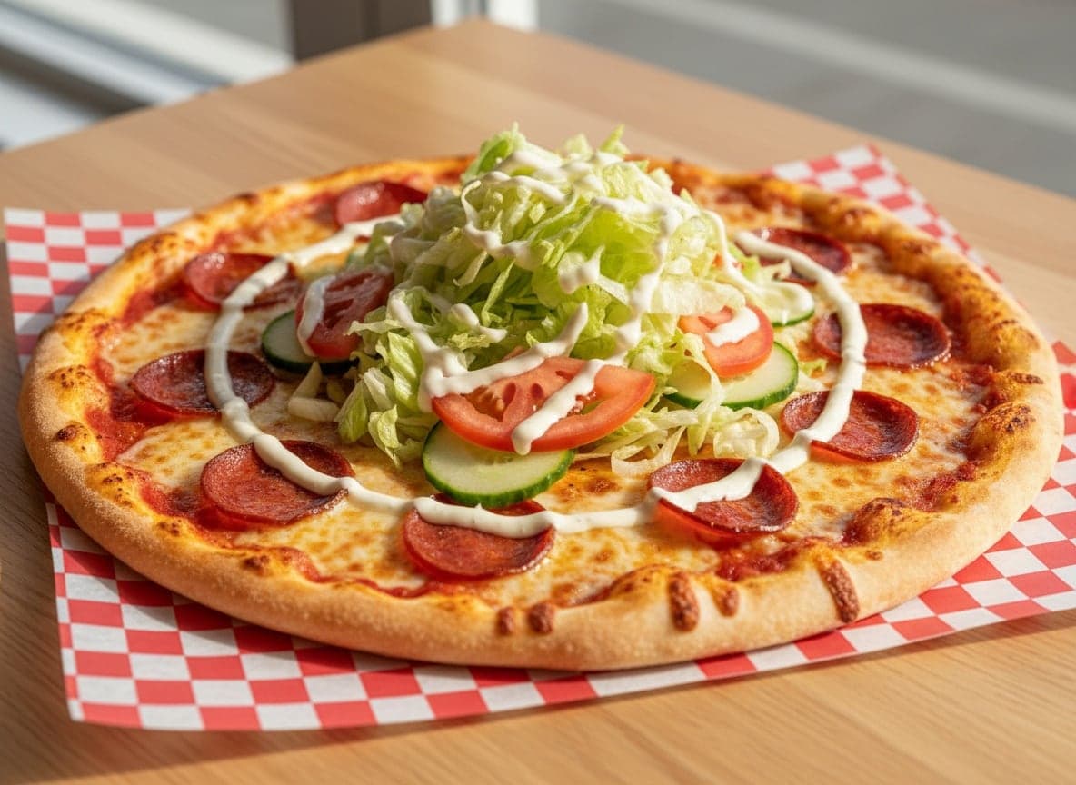 Salatpizza med pepperoni