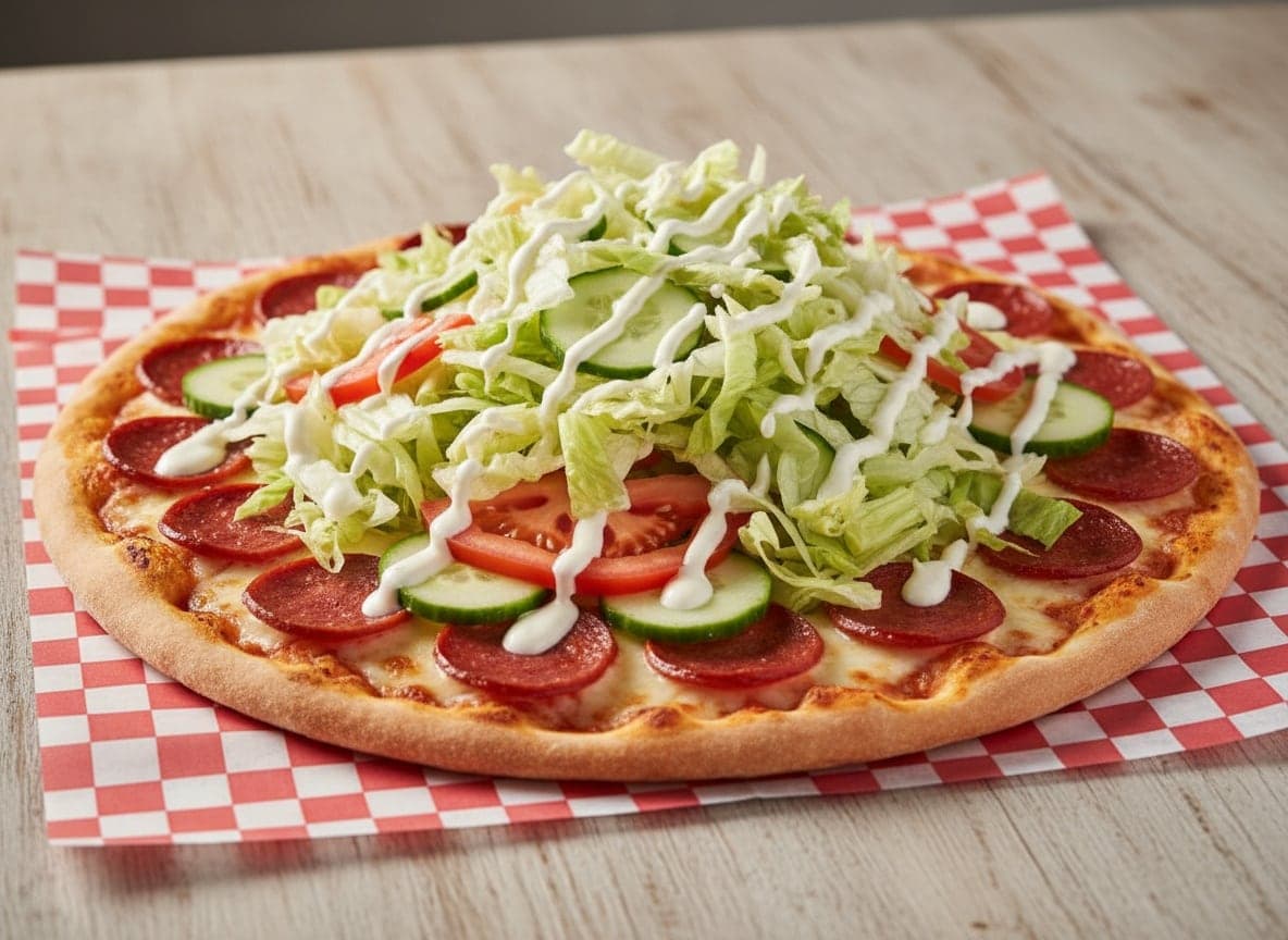 Salatpizza med sucuk
