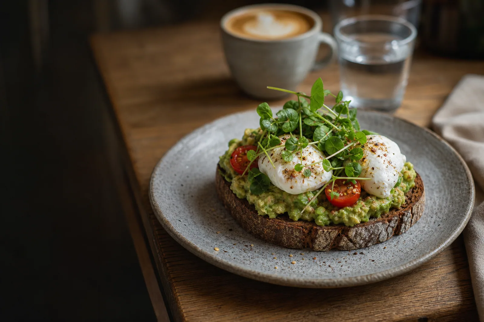 Avocado toast og kaffe