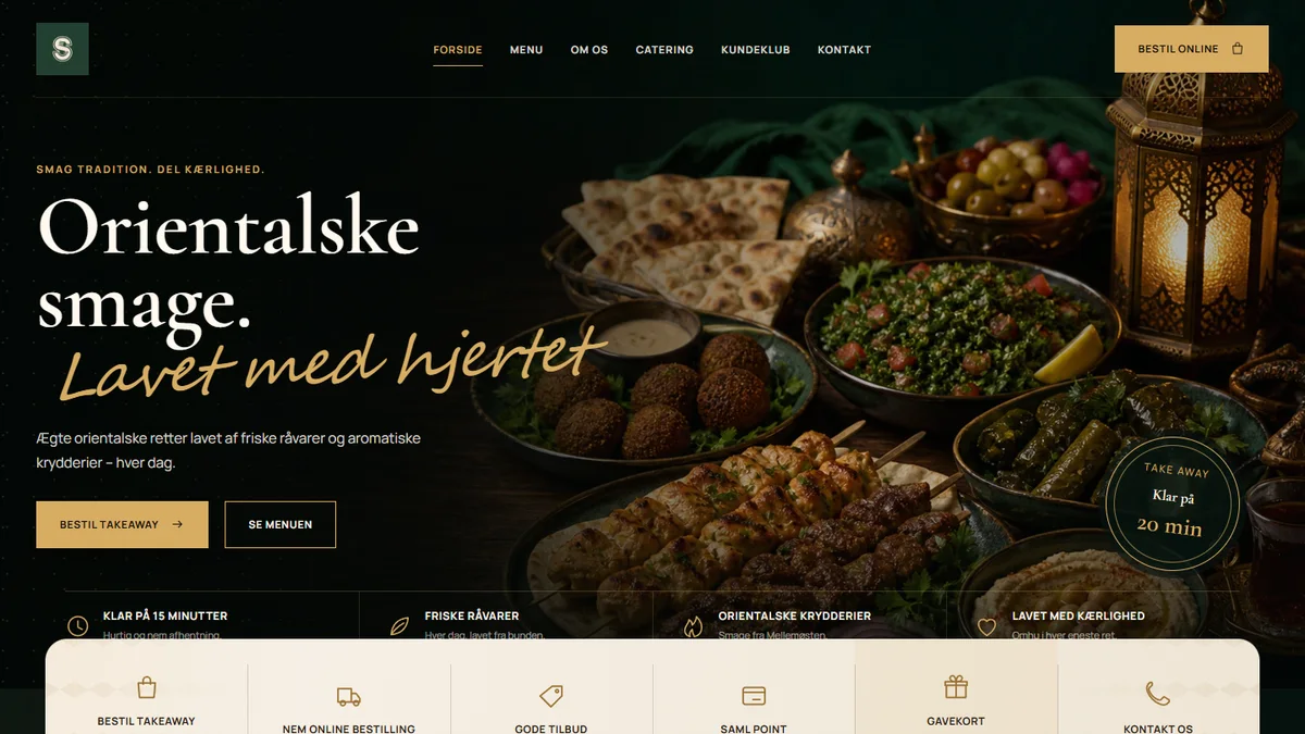 Oriental Café & Take Away — لقطة شاشة للصفحة الرئيسية