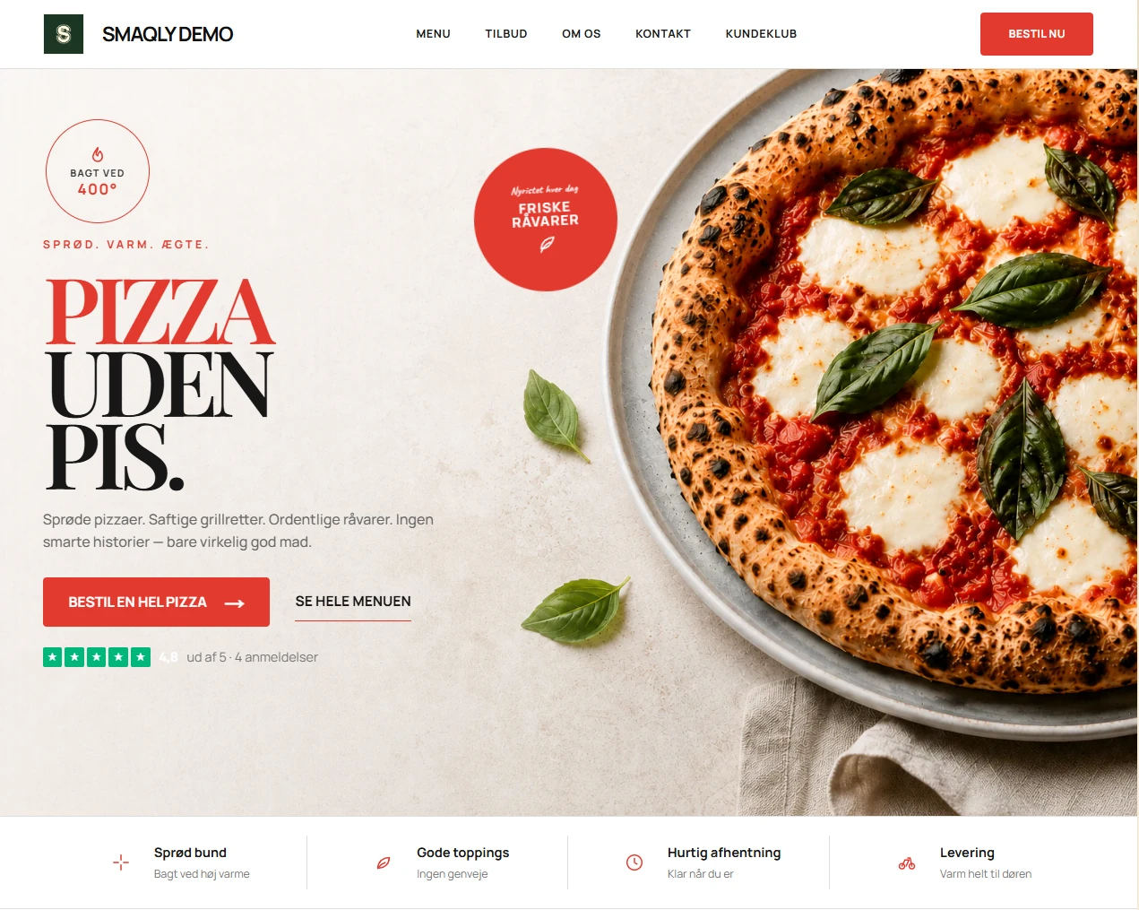 Pizza & grill — لقطة شاشة للصفحة الرئيسية